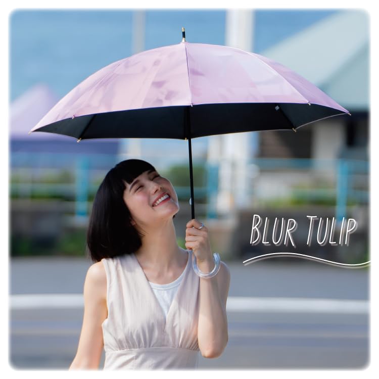 Sun Blackout Blur Blue Light UV UPF Heat Rain or Perfect for and Travel Stylish and Cute for Women [2025] Wpc. Umbrella, Tulip, (100% Blocking, 100%