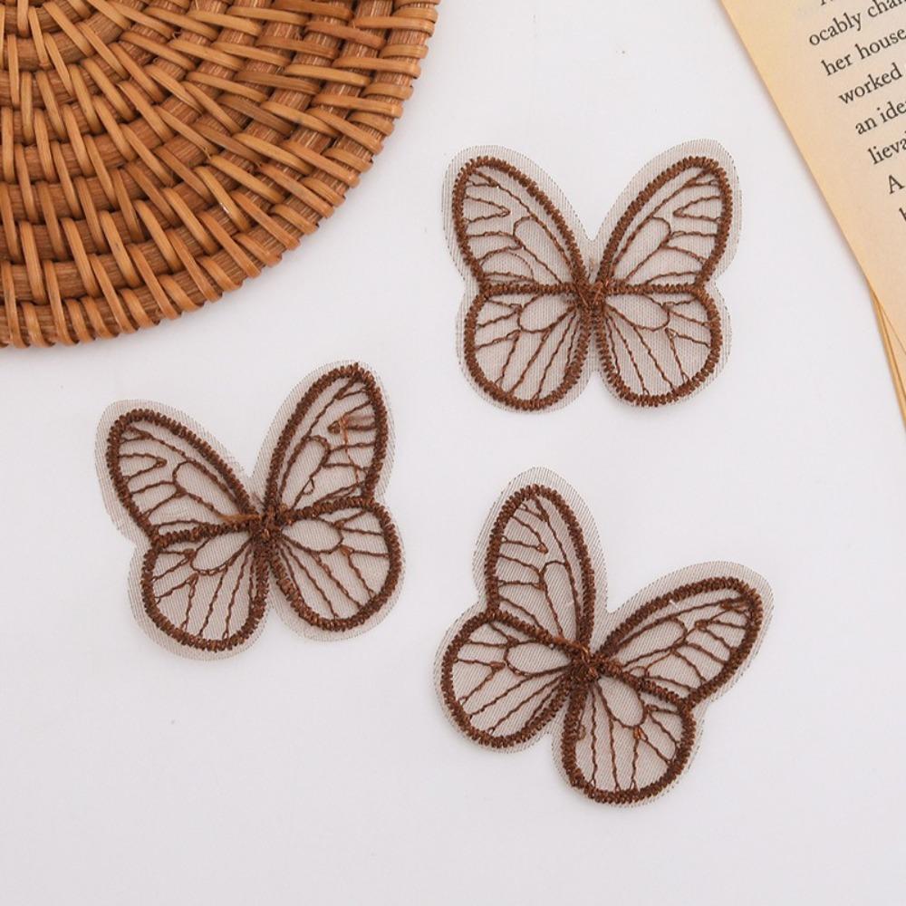 100pcs Dreamy Embroidery Lace Butterfly Appliques  Hair Clip Accessories