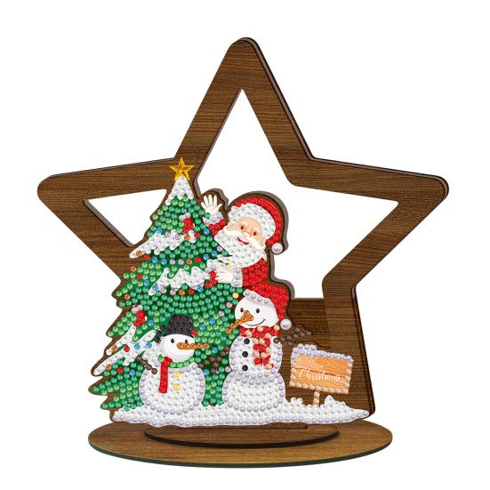 Christmas Snowman Diamond Art Painting Kit - Double Sided 5D Rhinestone Window Hanging Craft