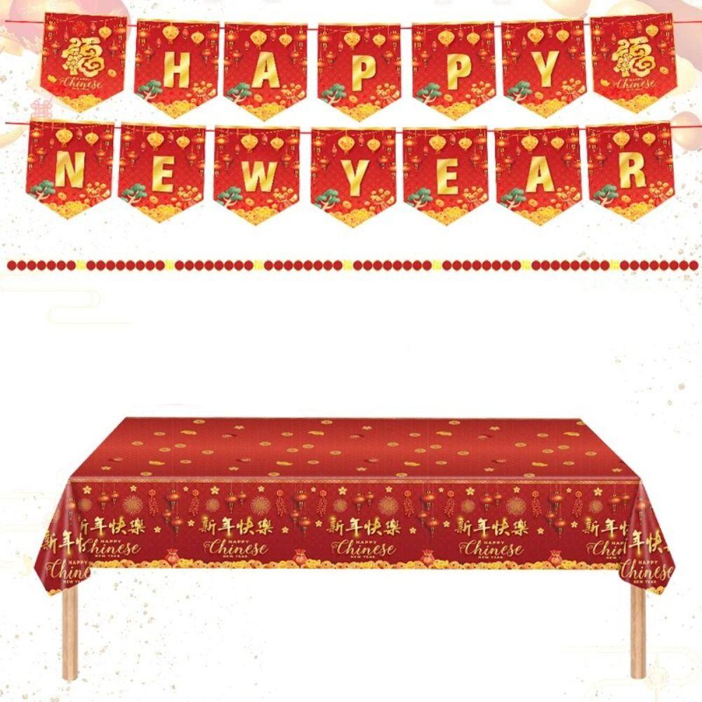 Paper Spring Festival Disposable Tableware Chinese New Year Table Decoration  New Year Theme Party