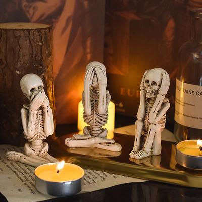 Halloween Horror Lebka Socha Pryskyřice Duch Skeleton Dekor Gotický styl Figurka smrtelné lebky pro rekvizity Haunted House