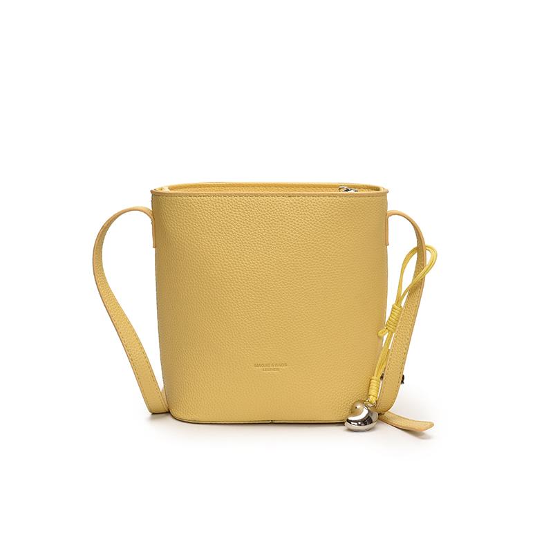 

Lychee Pattern Mini Shoulder Bucket Bags For Women Pure Color PU Leather Cross Body Bag With Pendant 2026 Summer Latest Handbags 20x18.5x9cm жёлтый