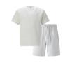 Men's Solid Color Jacquard Round Neck T-shirt and Shorts Sports Set - Spring