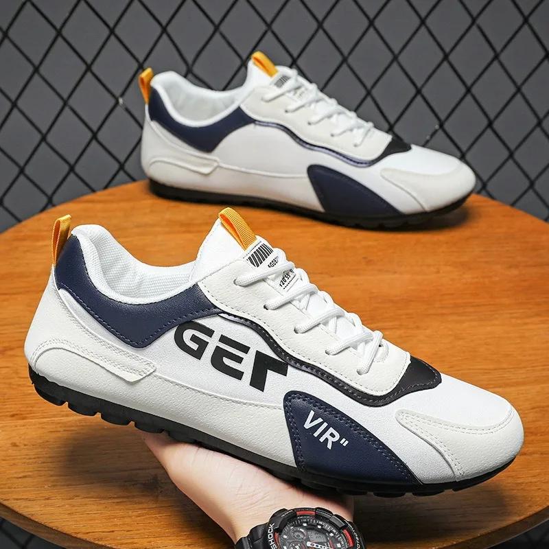 Fashion Men's PU Leather Waterproof Sneakers Casual Sports Shoes Men Lightweight Breathable Flat Non-slip Tenis Shoes