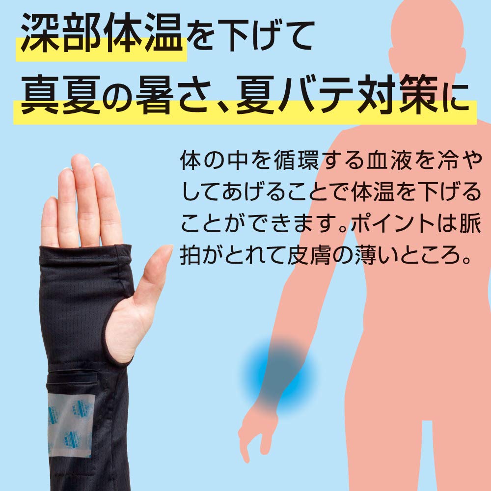 Alphax UV Cut UV Really Cool Arm Covers 2 Ice Gloves, (Includes Packs)