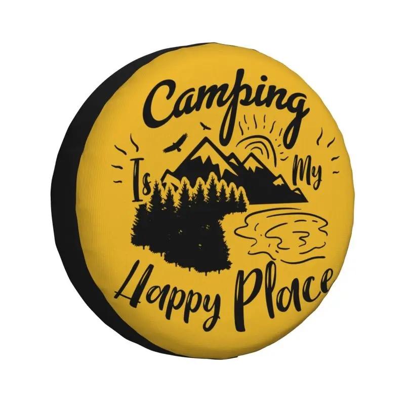 Camping Happy Place Spare Tire Cover for Suzuki Hiking Mountain SUV RV 4WD Car Wheel Protectors Accessories 14" 15" 16" 17" Inch