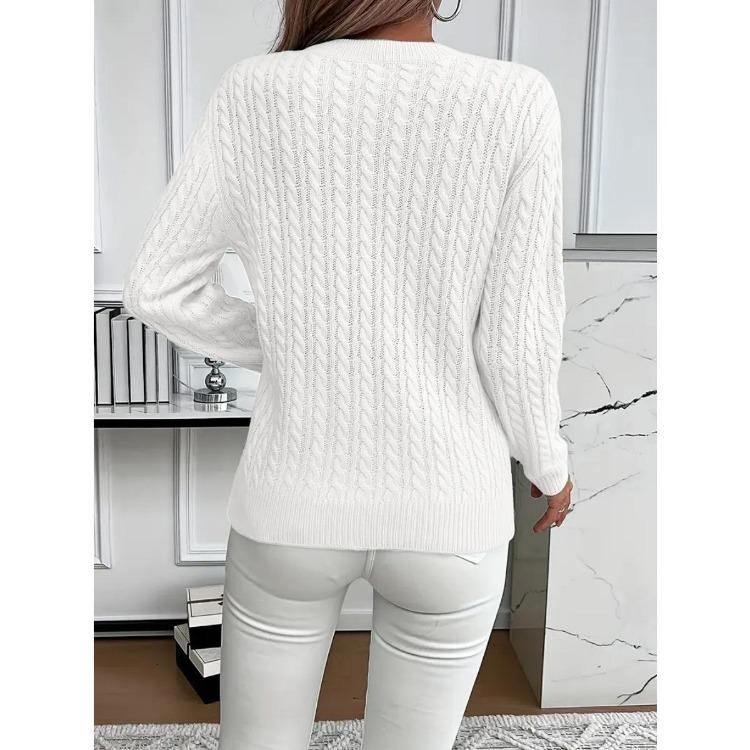 Elegant Ladies Solid Color Sweater Soft Round Neck Pullover Comfortable Fitted Durable Versatile Fashion Casual and Formal Wear