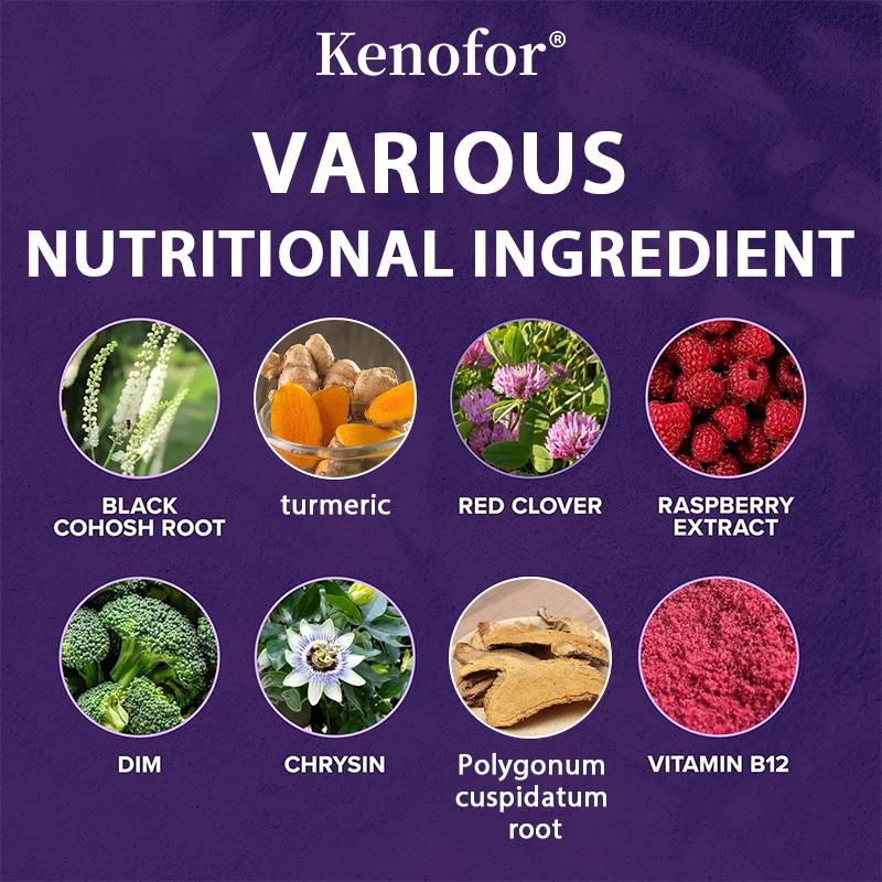 Kenofor Menopause Compound Capsules a 13 in 1 plant extract formula containing black cohosh red clover and DIM