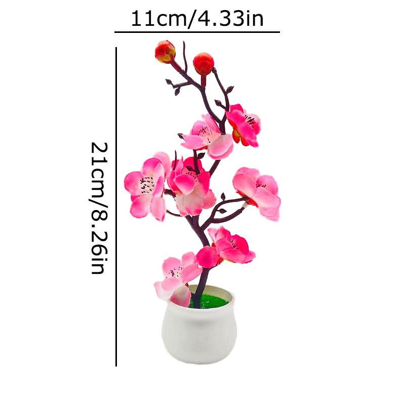 1PC Simulation Ornament Potted Plants Decoration Bonsai Adorn Wintersweet Plastic Moss Elegant Artificial Flowers