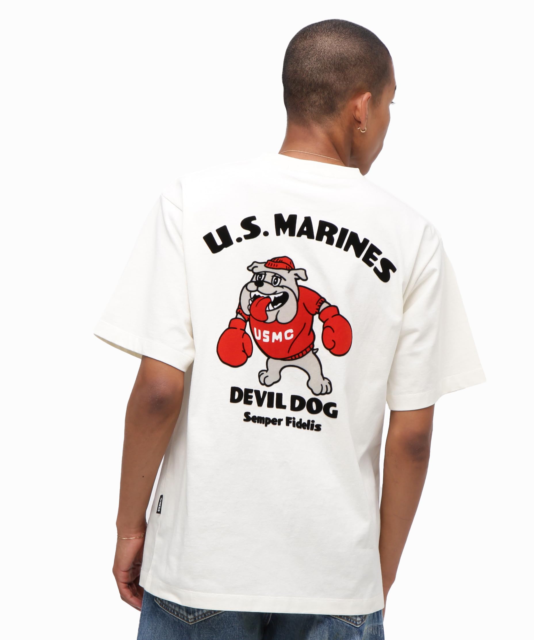 Avirex USMC Bulldog Short Sleeve Bulldog Size T-Shirt, Men s T-Shirt, L, White, 783-5234003