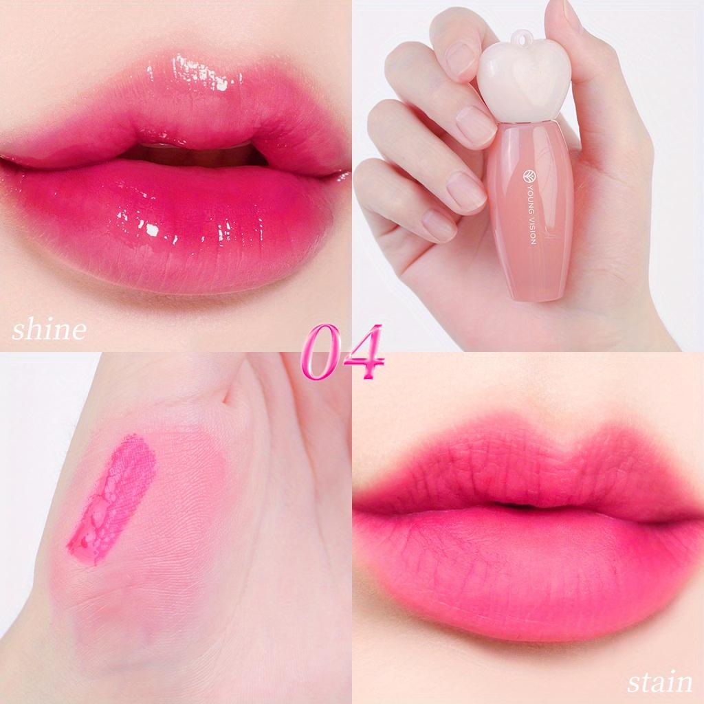 YOUNG VISION Water Lip Stain for Women Girls, LongLasting Lip Gloss Multi-Use Liquid Blush/Eyeshadow, Transfer-Proof Shine-to-Matte Finish In 3 Min