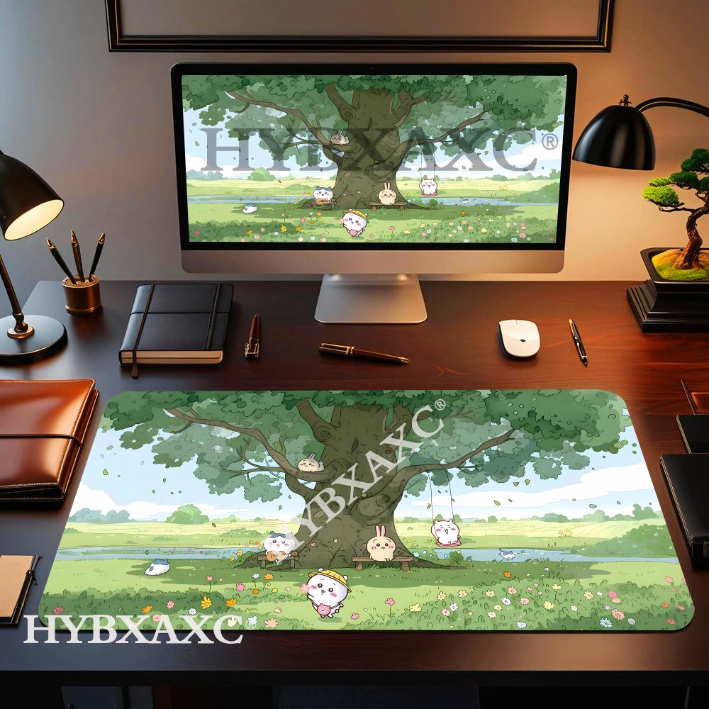 HYBXAXC Anime Deskmat Cchiikawas Keyboard Comic Cute Large Pads Cabinet Rubber Base Pad AntiSlip Mousepad Kawaii Office Mats