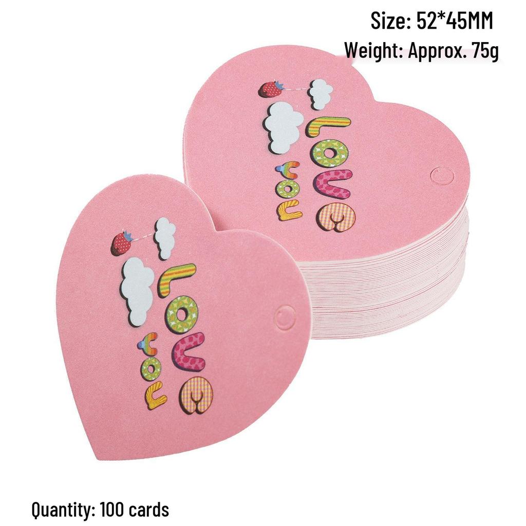 Heart-Shaped Cowhide Paper Blank Tag - Valentine's Day Red Label