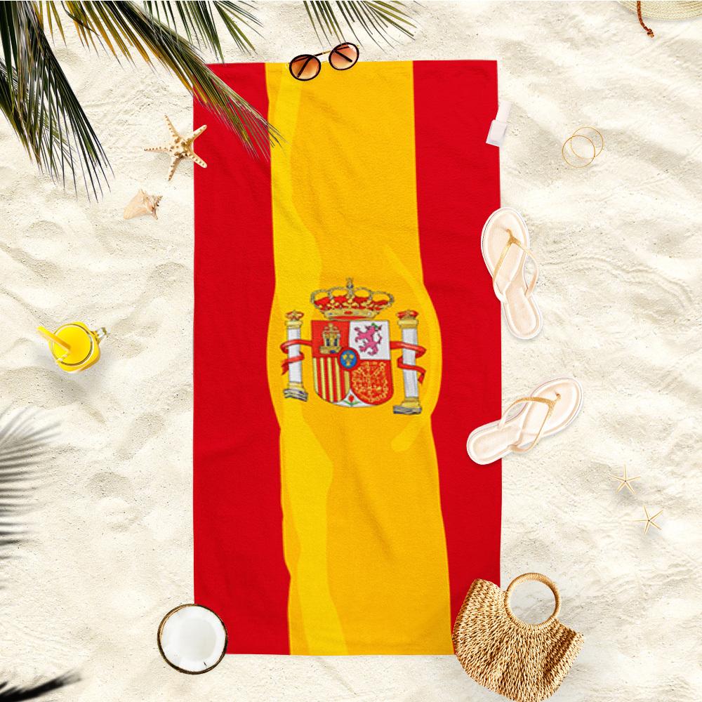 Spain Flag Beach Towel, Soft Microfiber Quick Dry Oversized Bath Towel, Spanish National Flag Summer Pool Blanket 1pcs
