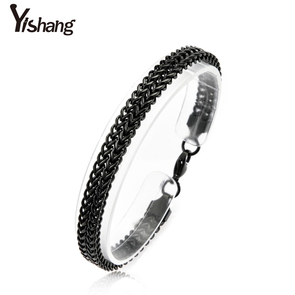 Men's Square Fish Scale Titanium Steel Bracelet, Simple Atmosphere Gold, Silver and Black Three-color Electroplated Bracelet