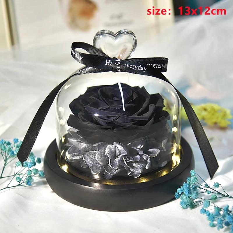 Valentines Day Gift for Girlfriend Eternal Rose LED Light Flower In Glass Cover Mothers Day Birthday Party Wedding Decoration