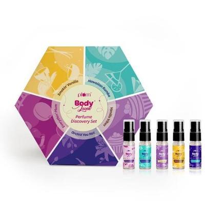 BodyLovin' Objevná sada parfémů | 5x5ml parfémů- Vanilla Vibes, Orchid-You-Not, Everythin' Plum & Smokin' Vanilla