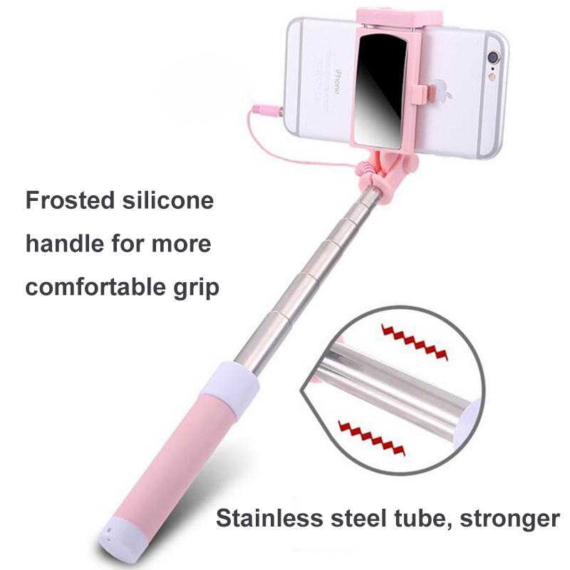 Universal Mini Selfie Stick With Button Wired Silicone Handle Monopod For iPhone 6/6S Android Samsung Huawei Xiaomi Sticks 7