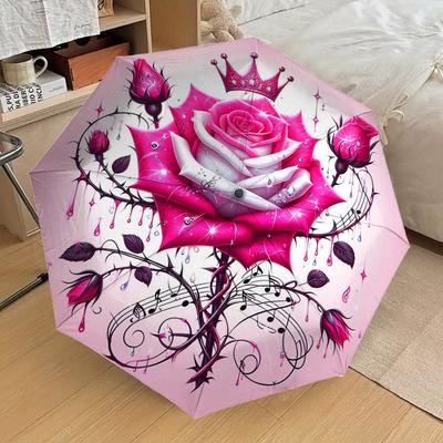 1pc Rose Crown Pattern Umbrella Automatic Opening and Closing Umbrella, High Quality Umbrella, Ideal Gift for Her 185