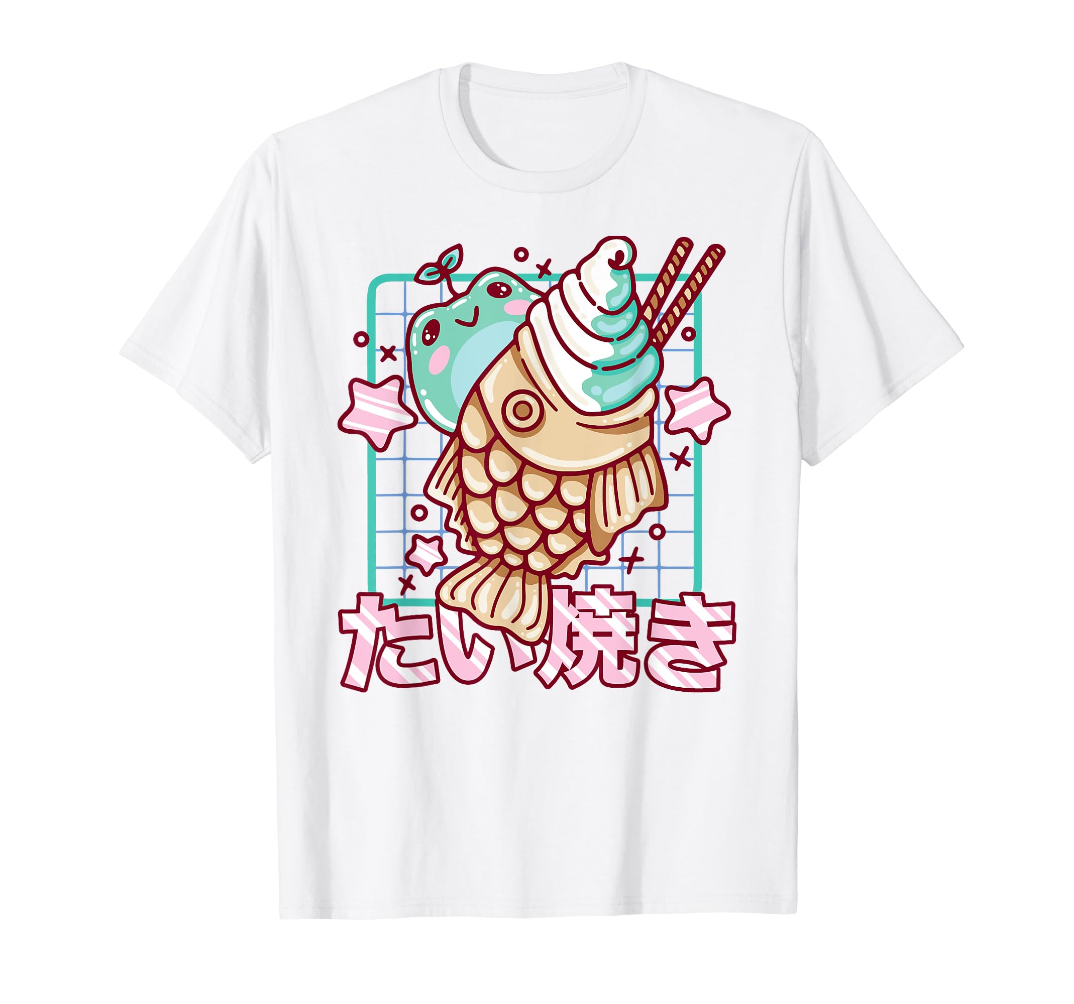 

Anime-style Kawaii Taiyaki Frog Fish Ice Cream T-Shirt