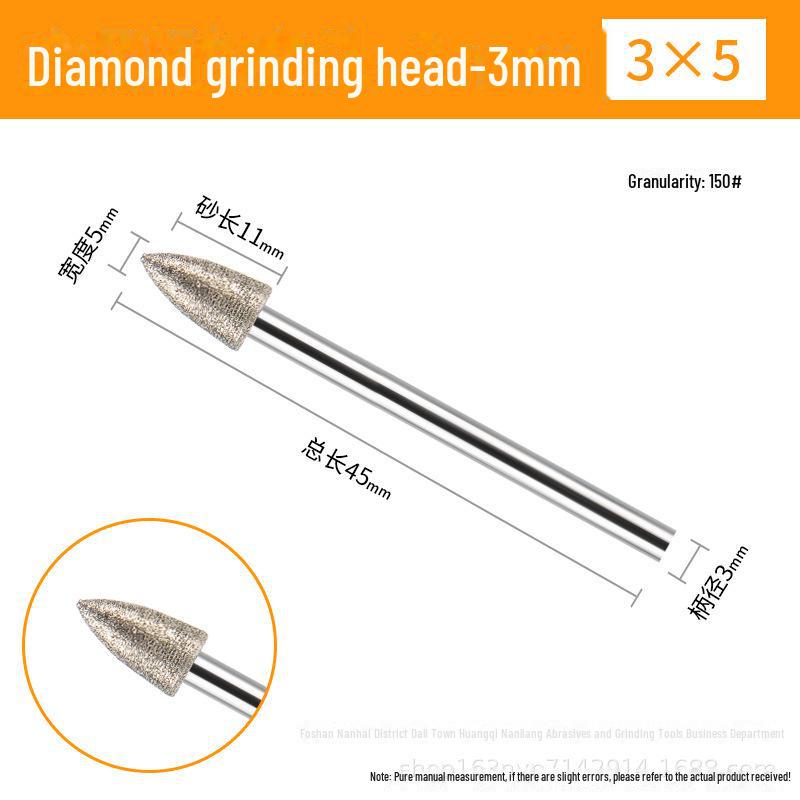 3mm Diamond Grinding Heads for Electric Grinder – Cylindrical, Bullet, Umbrella, Ball Shapes