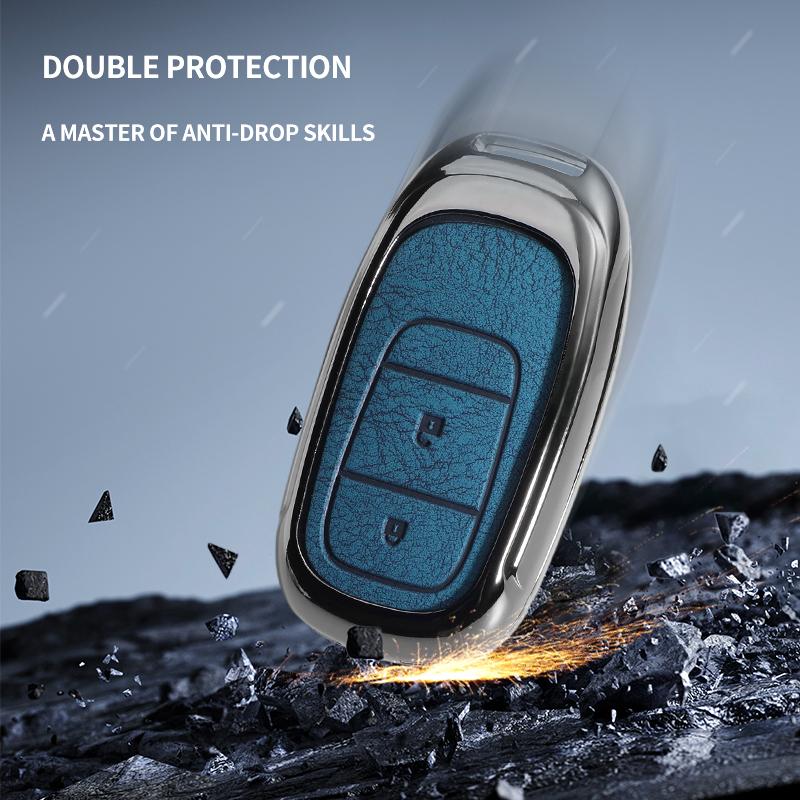 Zinc Alloy Leather Car Smart Remote Key Case Cover Protector Shell For Honda Civic 11th Accord HR-V CR-V CRV 2022 2023 Accessory