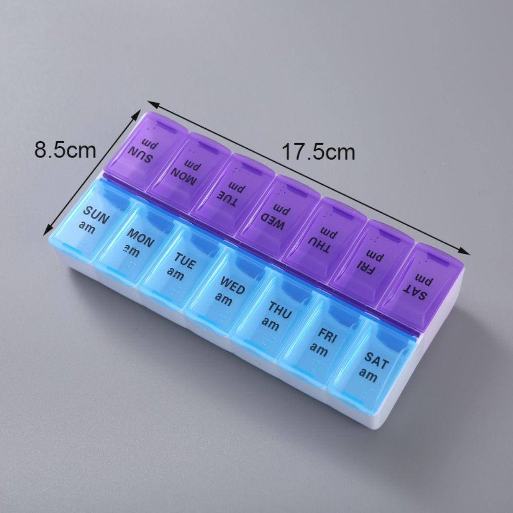 Large Capacity 14 Grids Weekly Medicine Container Pill Storage Box Medicine Storage Case Home