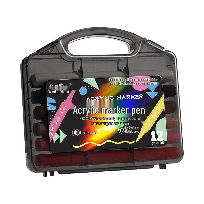24-Color Dual-Tip Acrylic Marker Set - Washable, Water-Based, Safe for Students