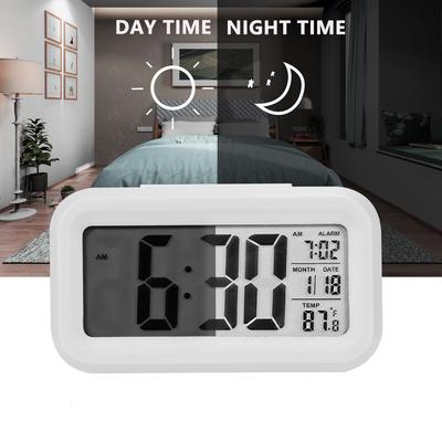 LCD Table Clock Mute Night Light Snooze Student Alarm Clock Home Decor Desk Clock with Temperature Calendar Display