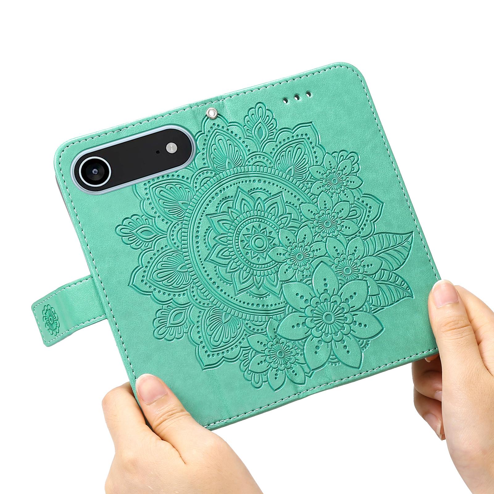 

For iPhone 17 Air Case Floral Pattern PU Leather Wallet Stand Phone Cover Pink