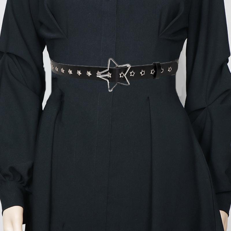 PU Belt with Star Buckle Multiple Type Waist Belt Fashion Enthusiasts Belt Coat Dress Female Wide Formal Waistband