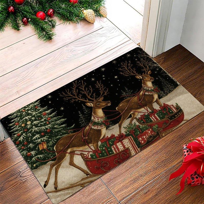 1 Stück Anti-Ermüdungs-Küchenteppiche Schlitten Weihnachten Wasserdicht Rutschfest Dick Gepolsterte Küchenmatte Schwerlast Komfort Stehmatte für Küche