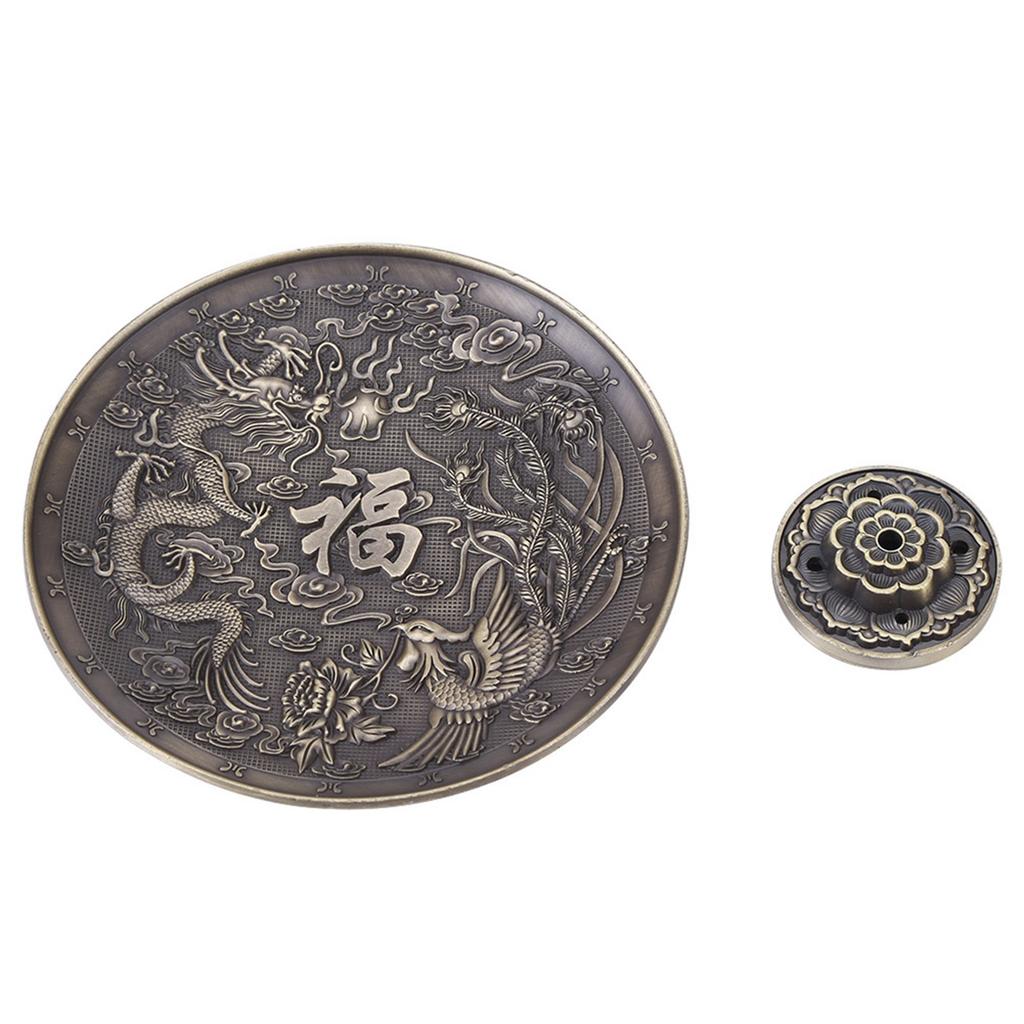 Zinc Alloy Incense Stick   Holder Dragon Pattern   Plate for Bedroom Temple Bronze