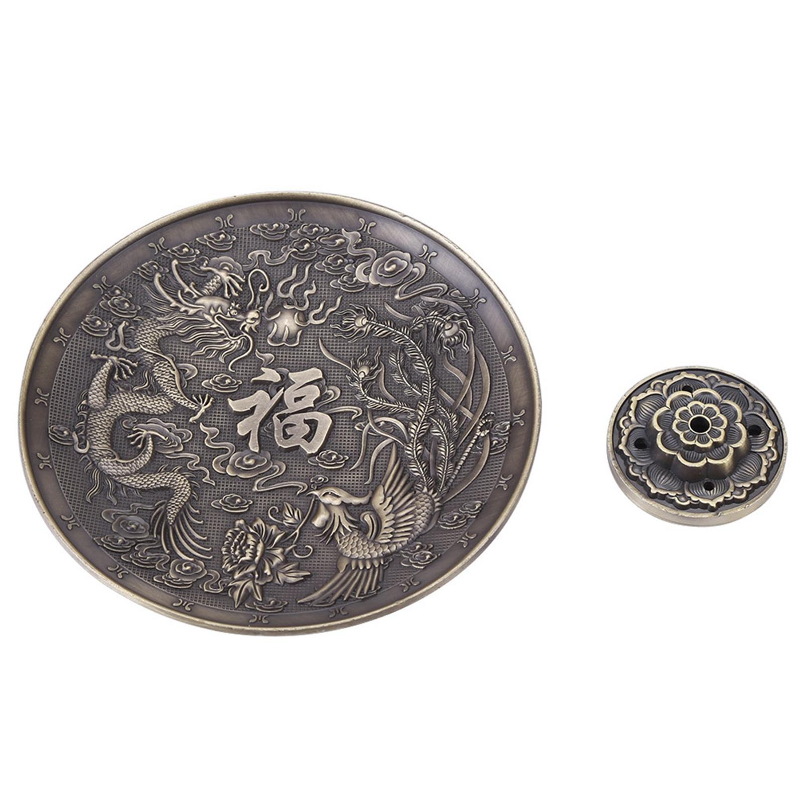

Zinc Alloy Incense Stick Holder Dragon Pattern Plate for Bedroom Temple Bronze