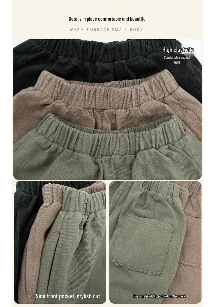 Korean Retro 2025 Autumn Unisex Casual Loose Fit Pants - Pure Cotton Children's Harem Carrot Style
