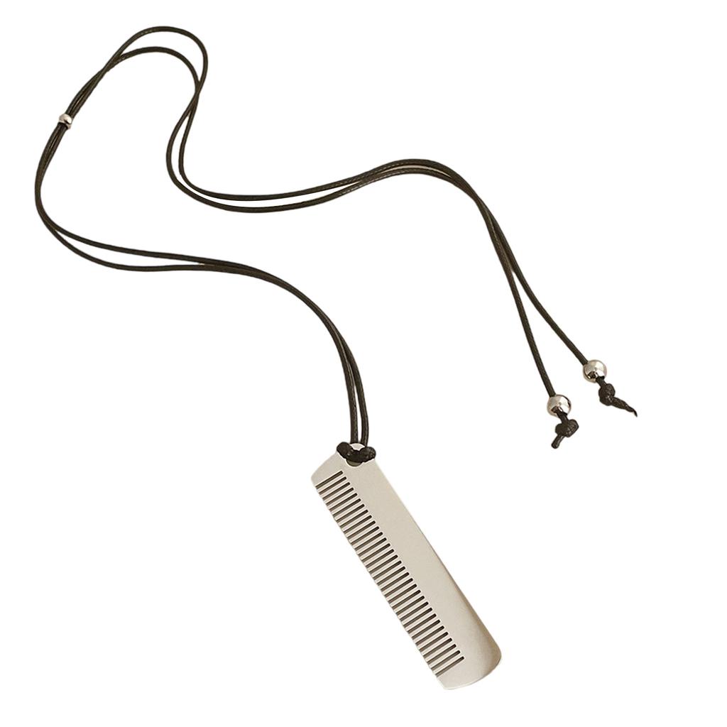 Halskette mit Kamm-Anhänger, PU-Lederseil, verstellbare Länge, Schlüsselbeinkette, modisches Accessoire für Frauen und Mädchen