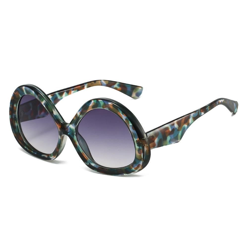 New Luxury Leopard Gradient Oval Women Sunglasses  Retro Personality Punk Hip Hop Style Men Sun Glasses Uv400