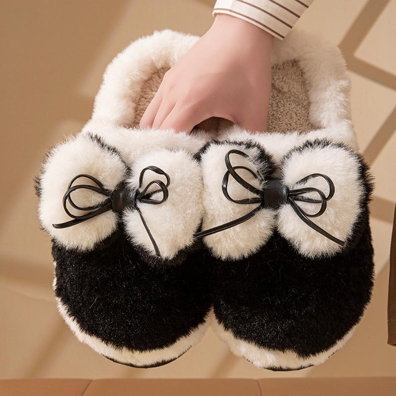 Cotton slippers home autumn and winter wool slippers warm velvet cotton shoes soft platform shoes couple cotton mop