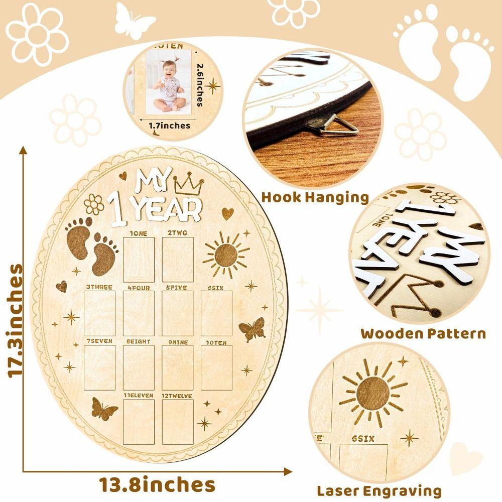 Bär/Ei/Türform Baby Meilenstein-Fotorahmen Hängbare Holztafel Fotobanner Türanhänger