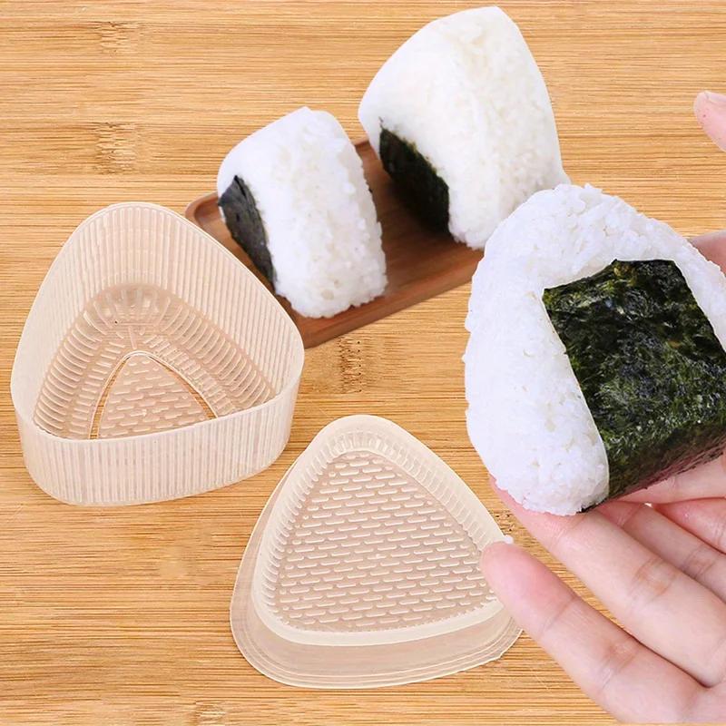 2pcs Triangular Plastic Sushi Rice Ball Maker Mould Onigiri Mold Set Kitchen Gadgets Stuff Transparent Bento Accessories