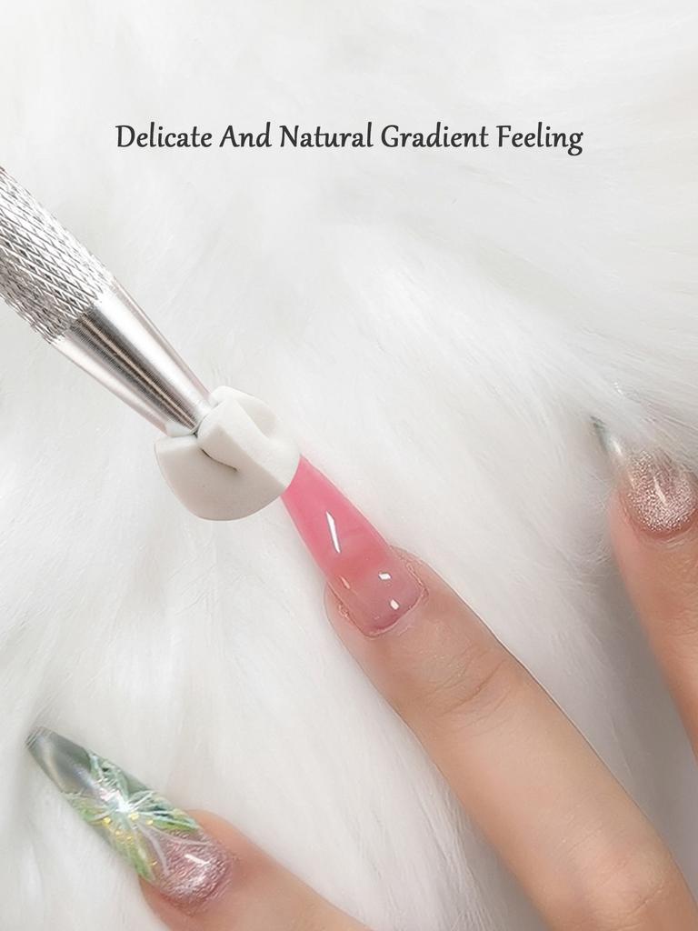 1/2 Set 1cm Mini Tofu Sponge For Nail Art Gradient & Blending, Grabber Brush Tools With Cheek Stamping Pad, Makeup Stamping Kit