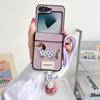 Cartoon PU Leather Phone Case for Samsung Galaxy Z Flip 6 5 4 3 Flip6 Flip5 Flip4 Flip3 5G Wrist Strap Hinge Protective Cover