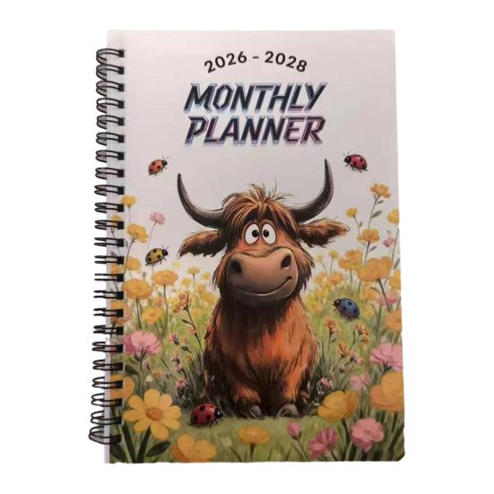 2026-2028 Månedlig Planlegger 3-års Planlegger Bok Jan. 2026 - Des. 2028 36-måneders kalender med tvillingtrådbinding for skolearbeid