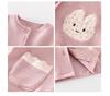 2025 New Autumn Baby Floral Applique Rabbit Jacket & Solid Color Onesie Set - Newborn Outing Clothes