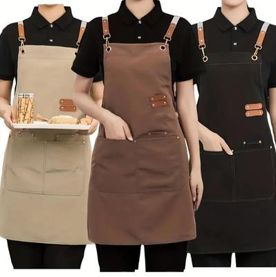 Multi Functional Canvas High-end Restaurant Apron with Multiple Pockets, Perfect for Cafes, Restaurants, and Fashionable Waist Workwear