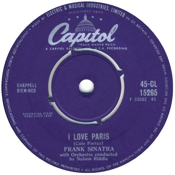 

7inch Record FRANK SINATRA - I Love Paris 45CL15265 Capitol Records 1962 UK Jazz Used