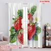 2pcs,2D Plane Printing Light Filtering Curtains Berry Blooms Versatile Durable Polyester (without Rod) Art Deco Festive Use for