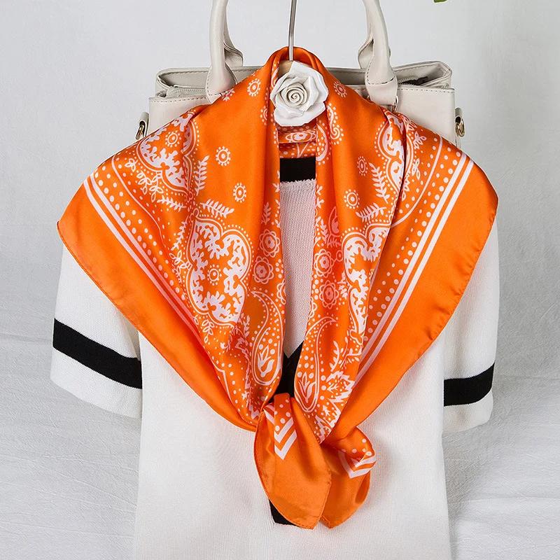 Fashion Paisley Print Kerchief Women Hair Scarf Silk Headband Bandana Head Scarves Female 70*70cm Square Hijab Scarfs For Ladies