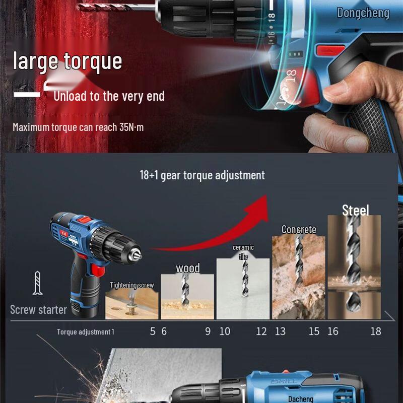 Dongcheng Cordless Electric Drill & Screwdriver Set CN plug (adapter included)
