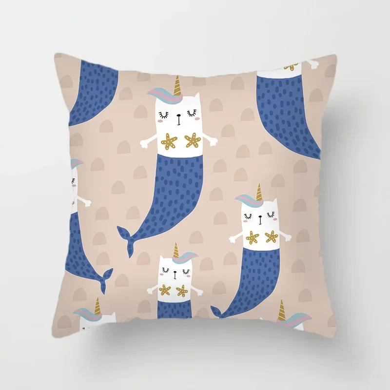 Niedlicher Cartoon Dinosaurier Alpaka Fuchs Print Muster Kissenbezug Heim Wohnzimmer Sofa Dekokissen